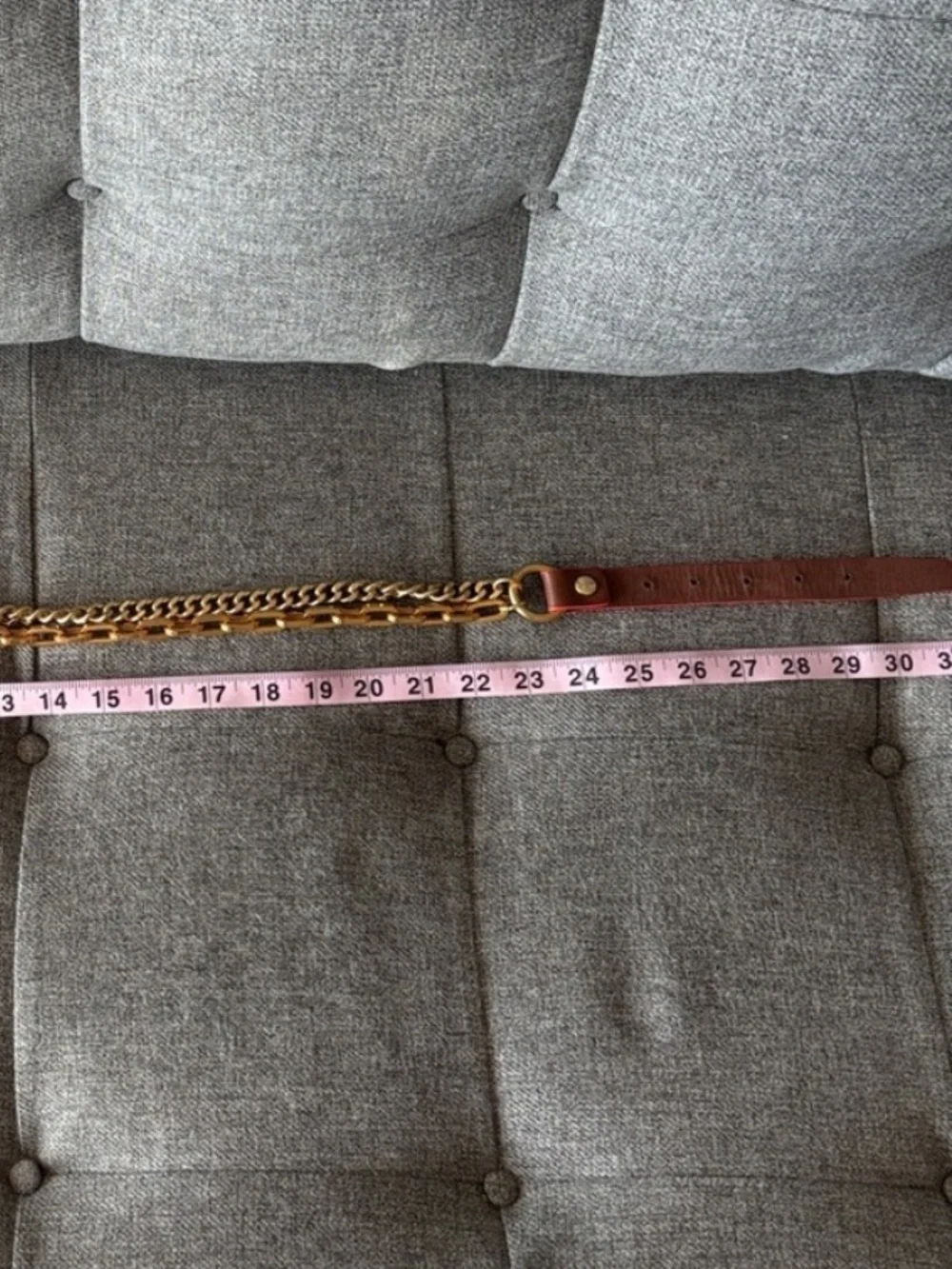 Marc by Marc Jacobs Brown Orange Leather Chain Belt Gold Tone Rare